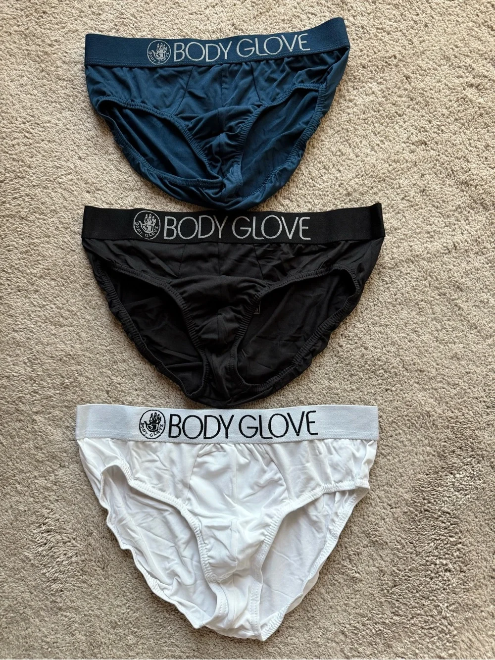Body Glove Men's Briefs 3-Pack in White, Black, Navy